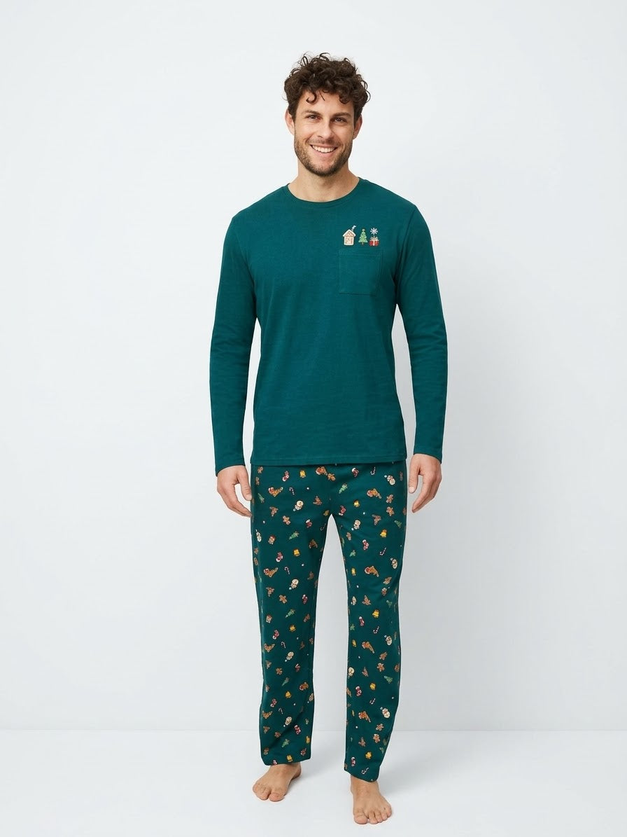 UP2Fashion Men’s Long Cotton Pajamas - Christmas