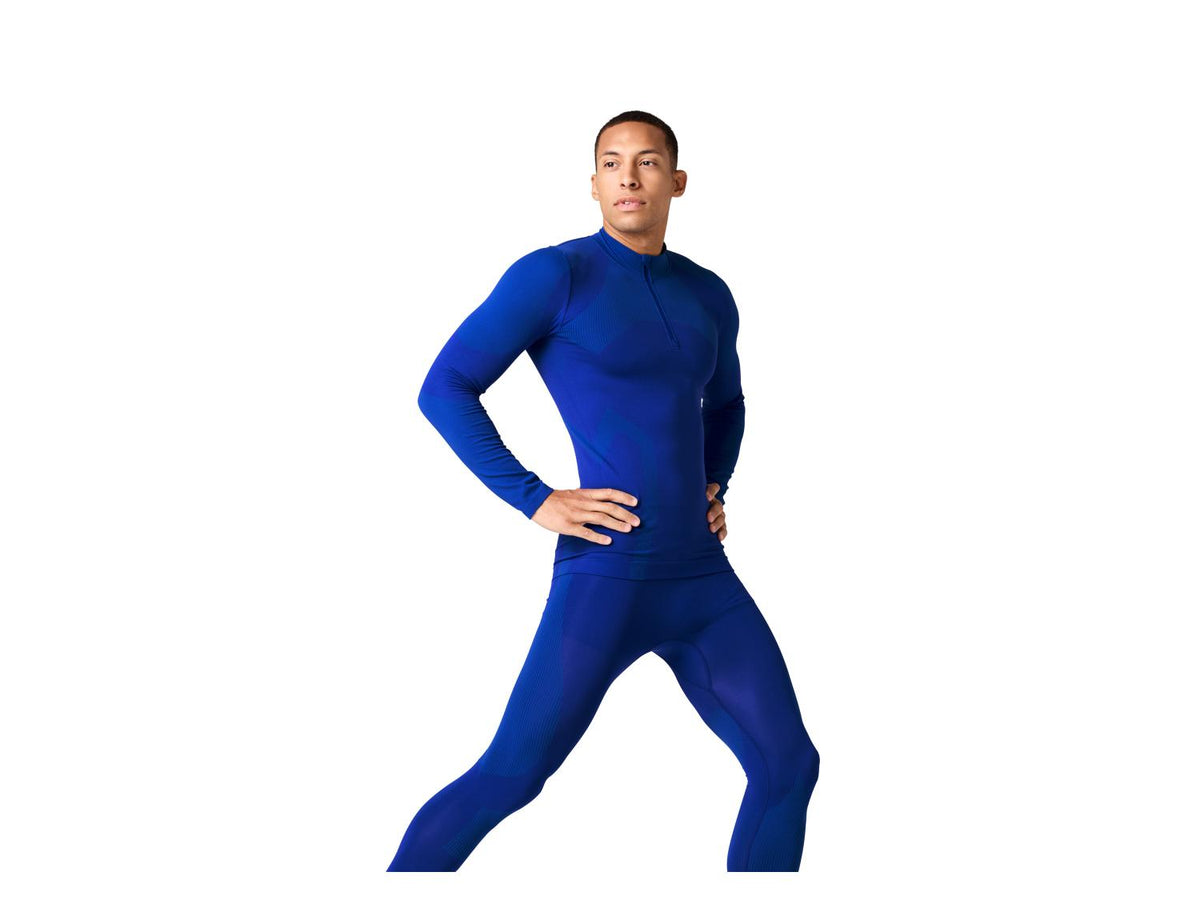 NEWCENTIAL Men’s Seamless Performance Base Layer Top (Blue)