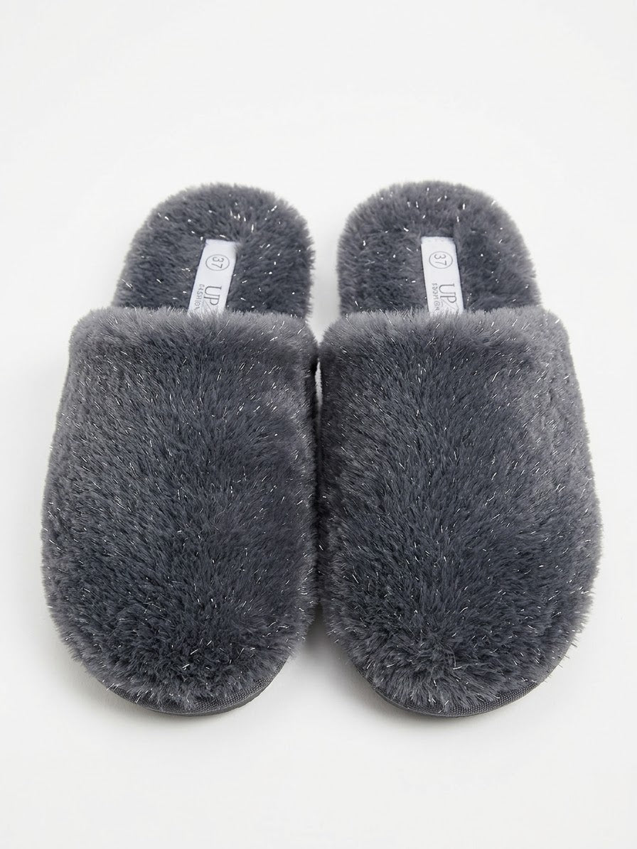 UP2Fashion Shimmery faux-fur Slippers