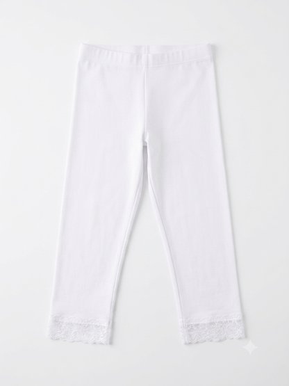ESMARA Women’s Capri leggings with lace (white)
