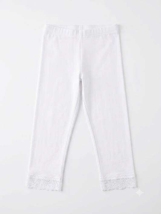 ESMARA Women’s Capri leggings with lace (white)