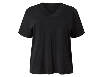 ESMARA Women’s Viscose PJ with lace (Black)