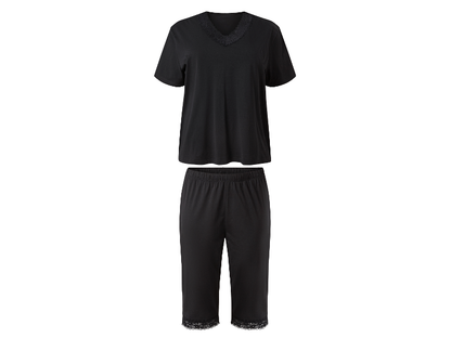 ESMARA Women’s Viscose PJ with lace (Black)