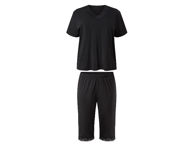 ESMARA Women’s Viscose PJ with lace (Black)