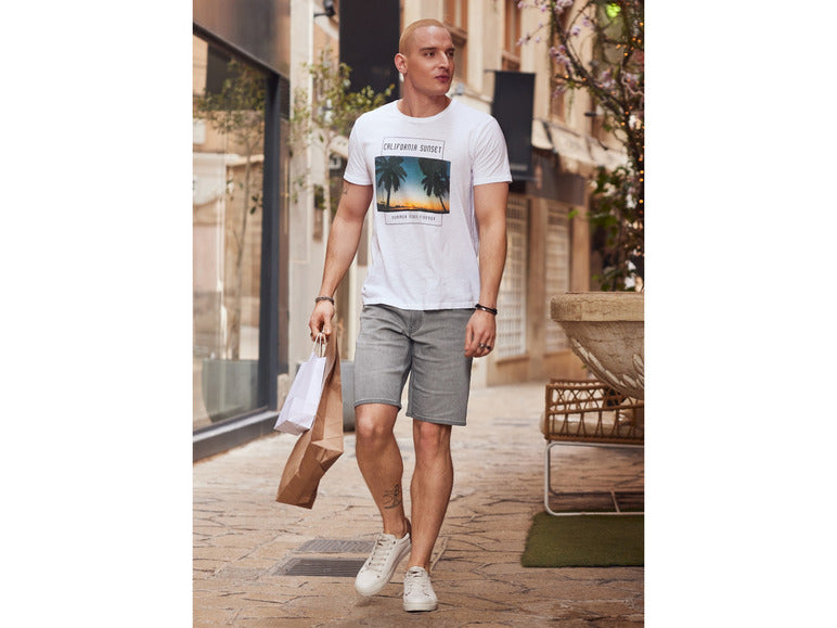 LIVERGY Men’s Sweat-denim Bermuda shorts (grey)