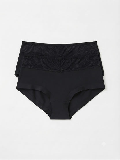 ESMARA Women’s shaping panties with lace (black), 2 pieces