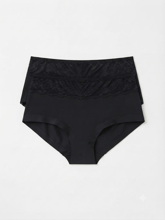 ESMARA Women’s shaping panties with lace (black), 2 pieces