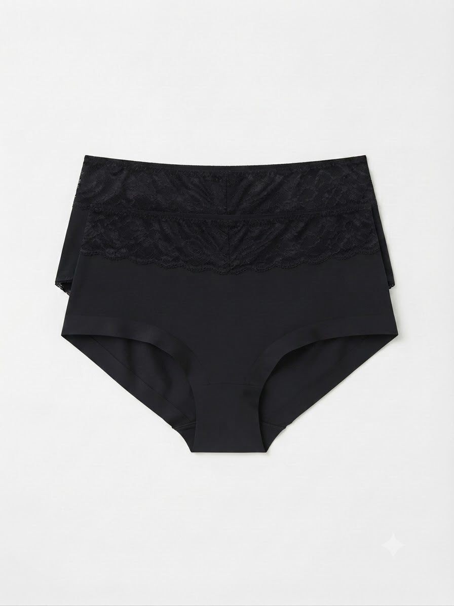 ESMARA Women’s shaping panties with lace (black), 2 pieces