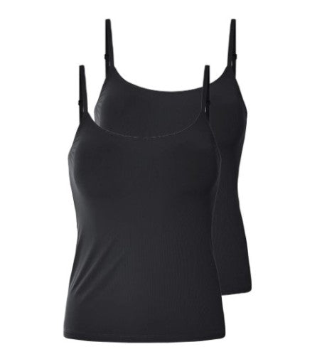 ESMARA Women's ribbed top with spaghetti straps, 2 pieces, Black