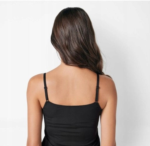 ESMARA Women's ribbed top with spaghetti straps, 2 pieces, Black