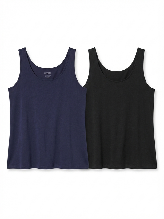 ESMARA Women’s viscose Tank tops , 2 pcs ( navy & black)