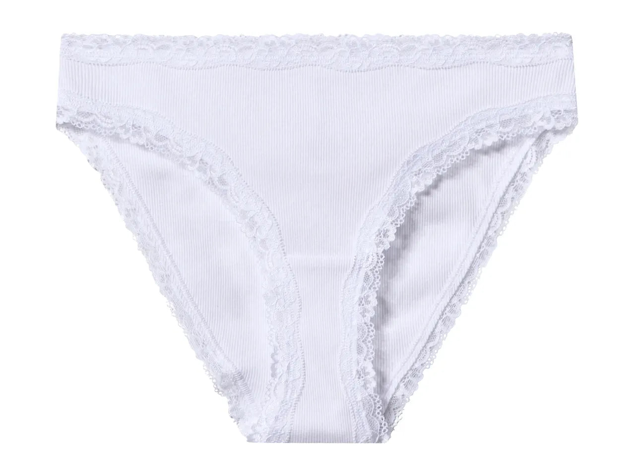 ESMARA Women’s Ribbed Cotton brief with lace ( white)
