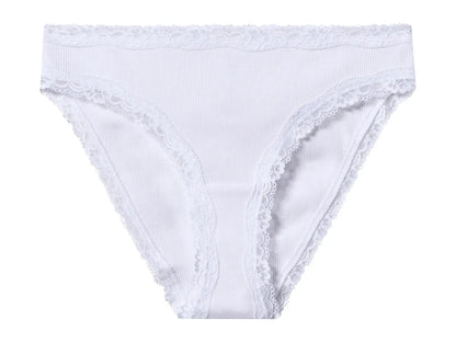 ESMARA Women’s Ribbed Cotton brief with lace ( white)