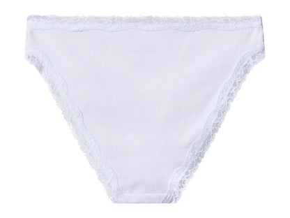 ESMARA Women’s Ribbed Cotton brief with lace ( white)