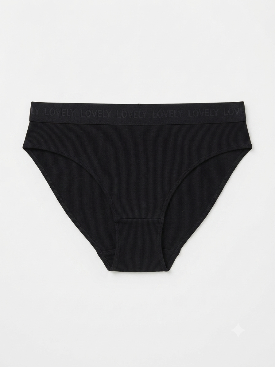 ESMARA Women’s high-waised ribbed cotton brief (black) “Lovely”