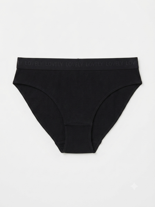 ESMARA Women’s high-waised ribbed cotton brief (black) “Lovely”