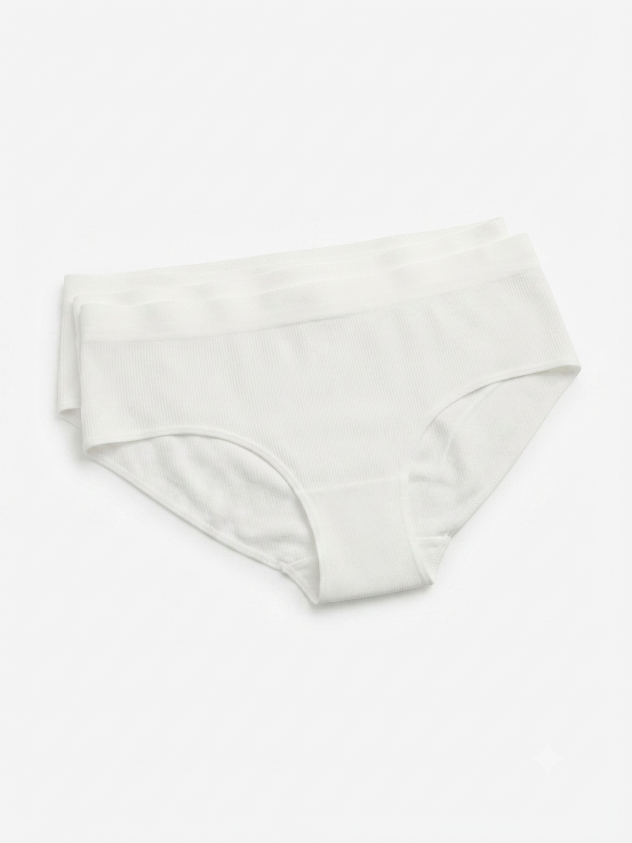 ESMARA Women’s Seamless ribbed briefs, 2 pcs ( white)