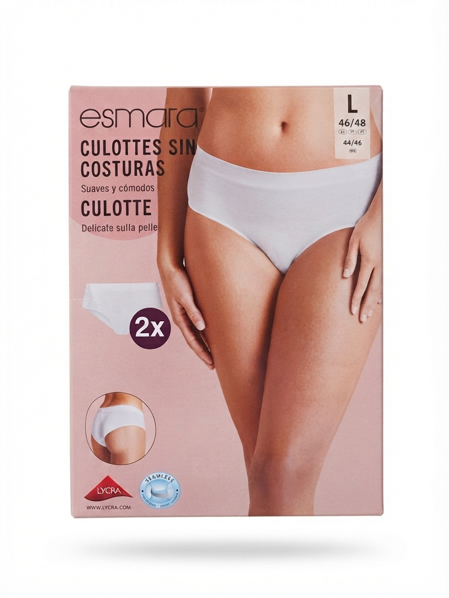 ESMARA Women’s Seamless ribbed briefs, 2 pcs ( white)