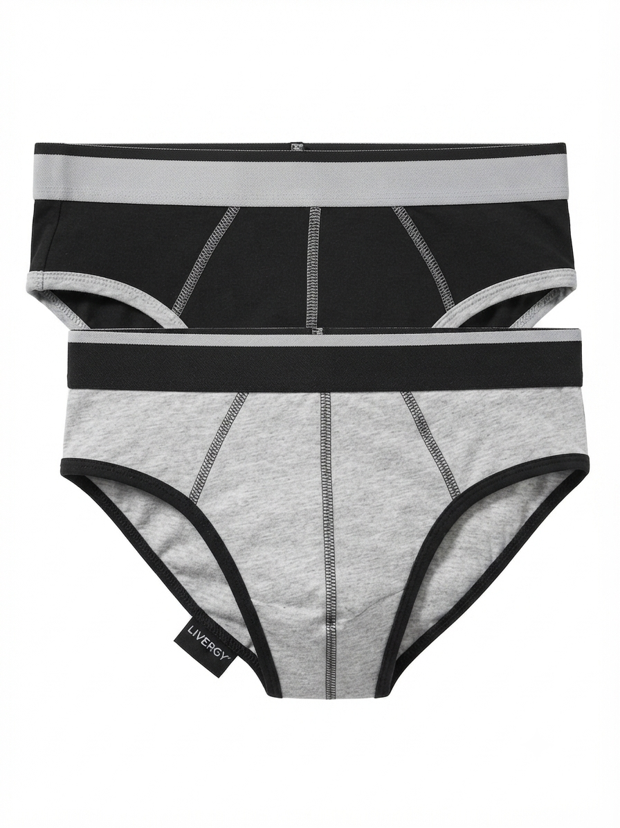 LIVERGY Men’s briefs set , 5 pcs (black & grey)