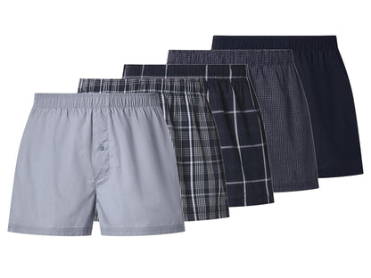 LIVERGY Men’s Boxer-Shorts ( blue & navy) , 5 pcs