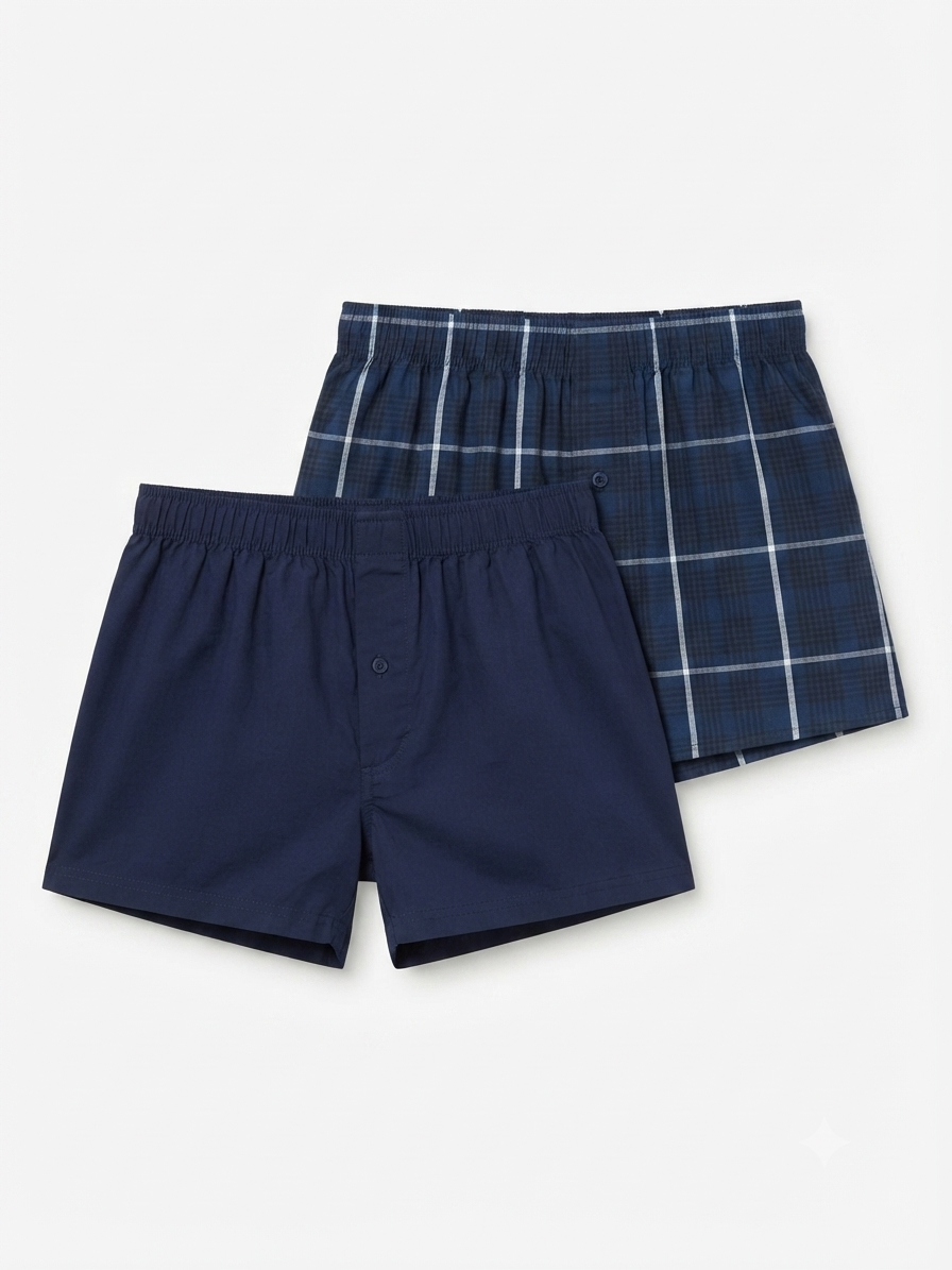 LIVERGY Men’s Boxer-Shorts , 2 pcs (Navy)