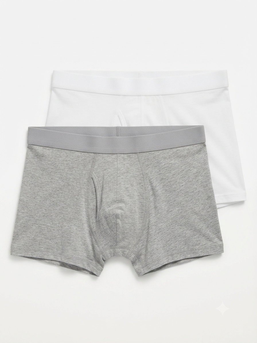 LIVERGY Men’s Boxers (Grey/White) , 2 pcs