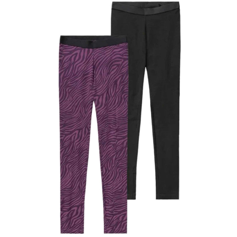 PEPPERTS! Girls Cotton leggings (zebra print), 2 pcs