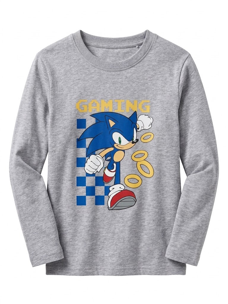 SONIC Boys Longsleeve Cotton T-Shirt ( grey)