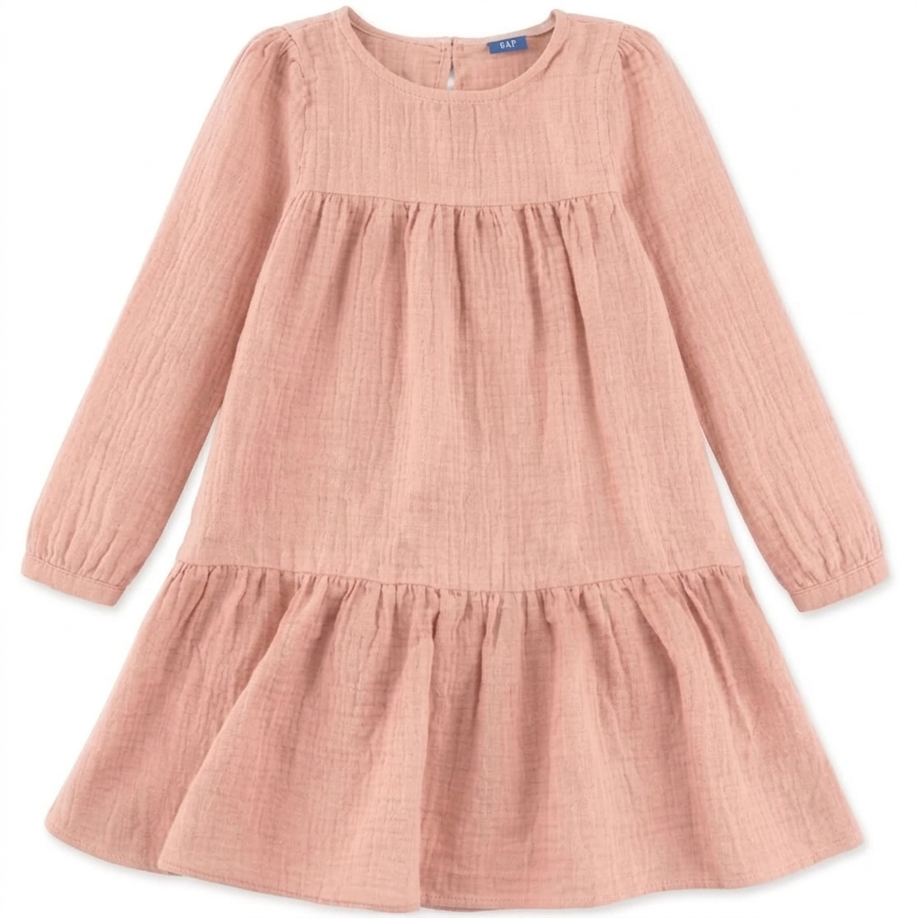 LUPILU Girls Longsleeve Muslin Dress ( pink)