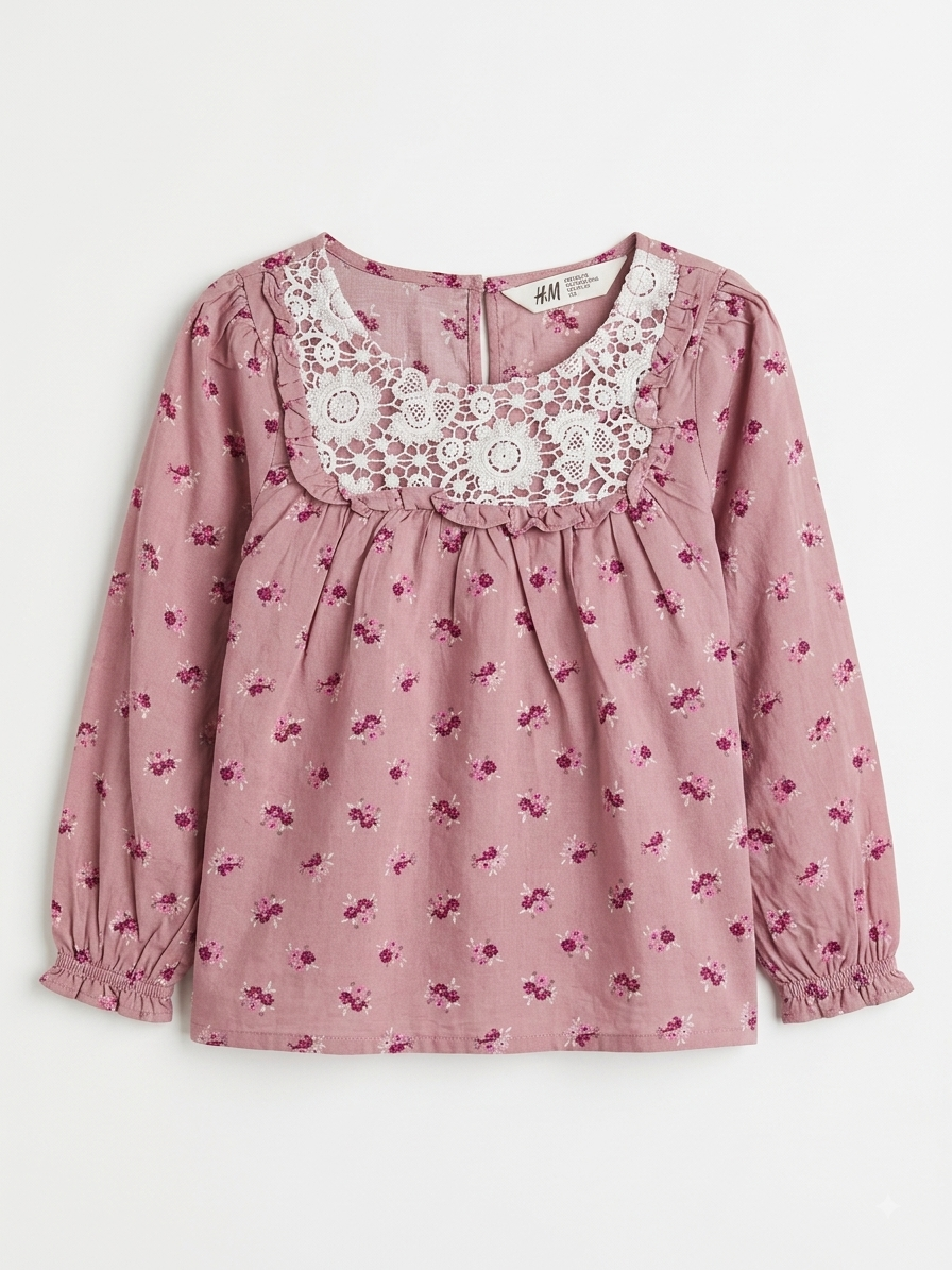 H&M Girls Longsleeve Floral Top ( pink)