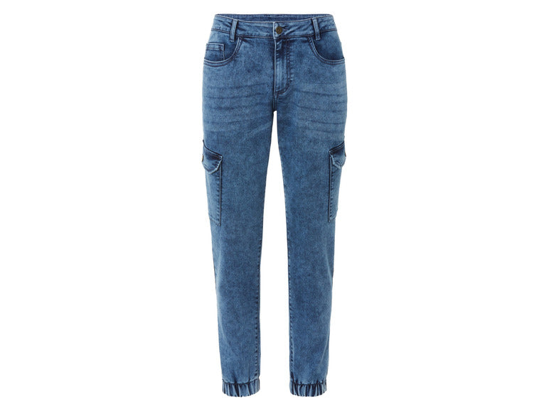 LIVERGY Men’s Denim Cargo Joggers (Blue)