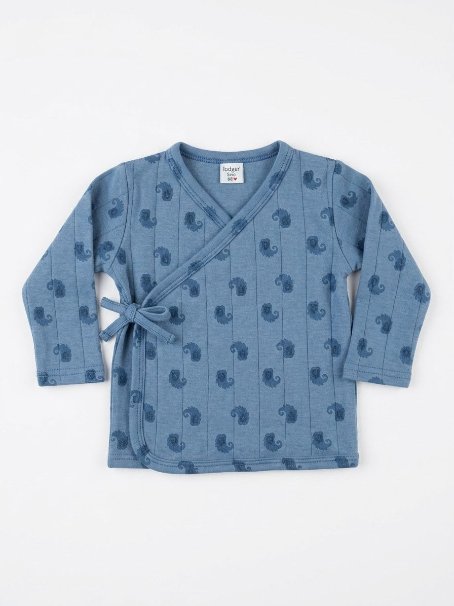 LODGER Babies’ Fold Over Muslin Bodysuit (Blue)