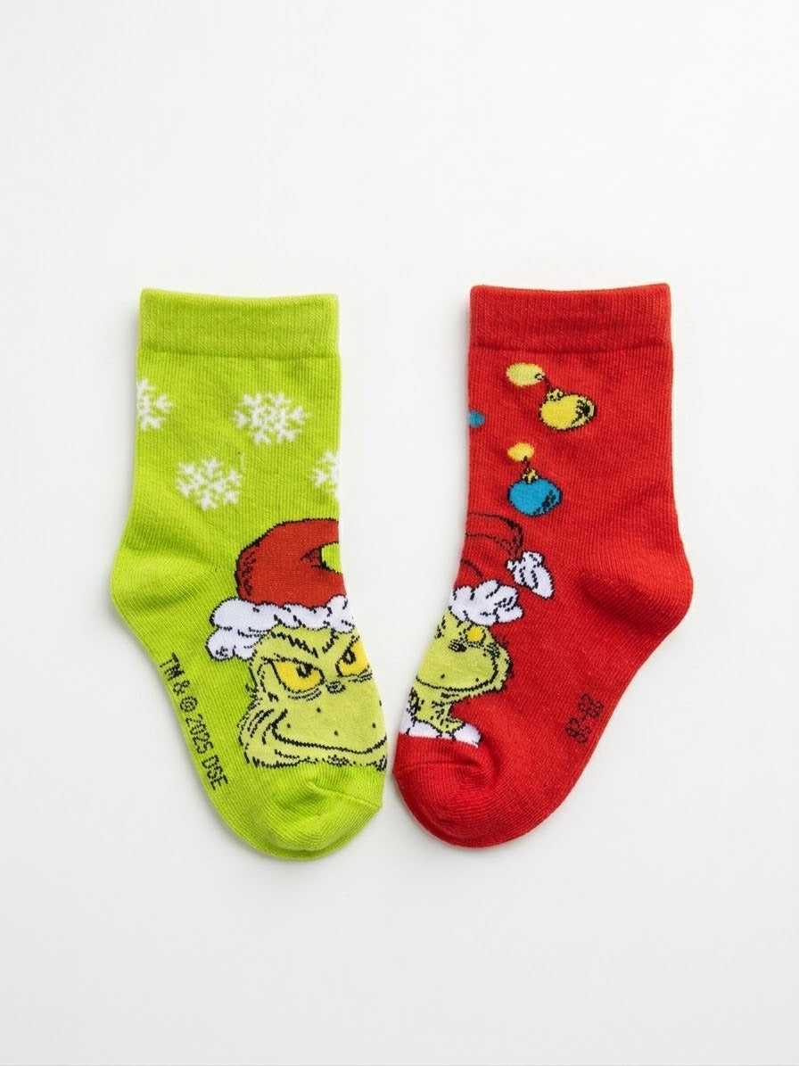 «The Grinch » Kids’ Socks , 2 pairs ( red/green)