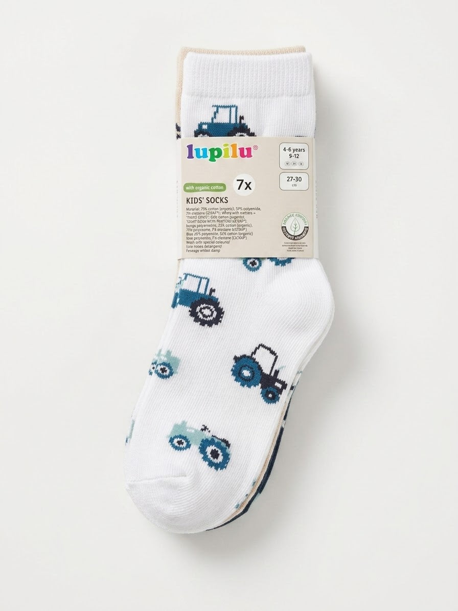 LUPILU Kids’ Socks, 7 pairs (Truck)