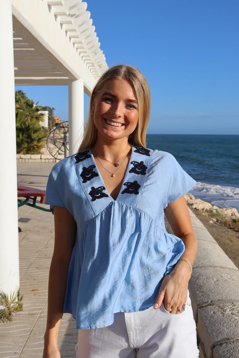 Liberté - Roseli SS Blouse - Dusty Blue