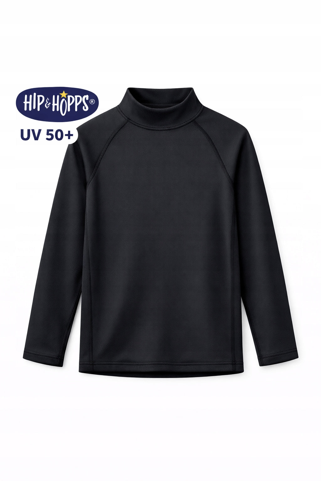 Children's Swim Shirt Black UV 50+ Long Sleeve Rashguard