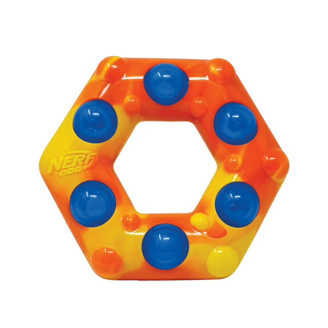 Nerf Dog LED Light Up & Squeak Hex Ring Chew Toy