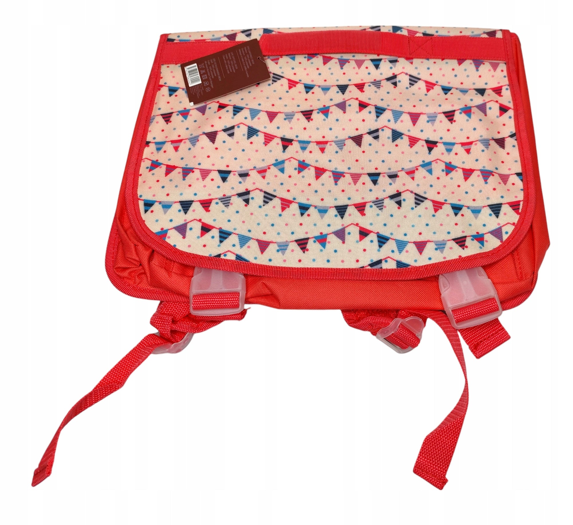 Kids' Red School Backpack Satchel (38cm) – Festive Flag Pattern