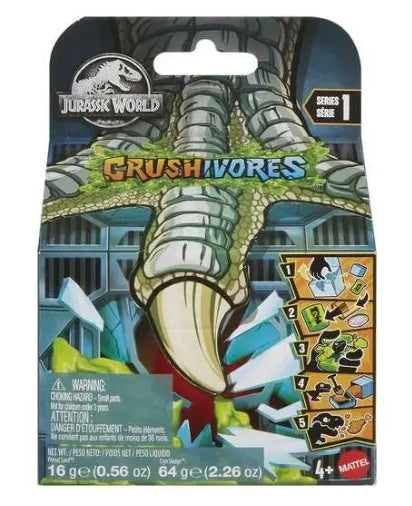 عبوة الغموض Jurassic World Crushivores [1 مجسم ديناصور صغير عشوائي]