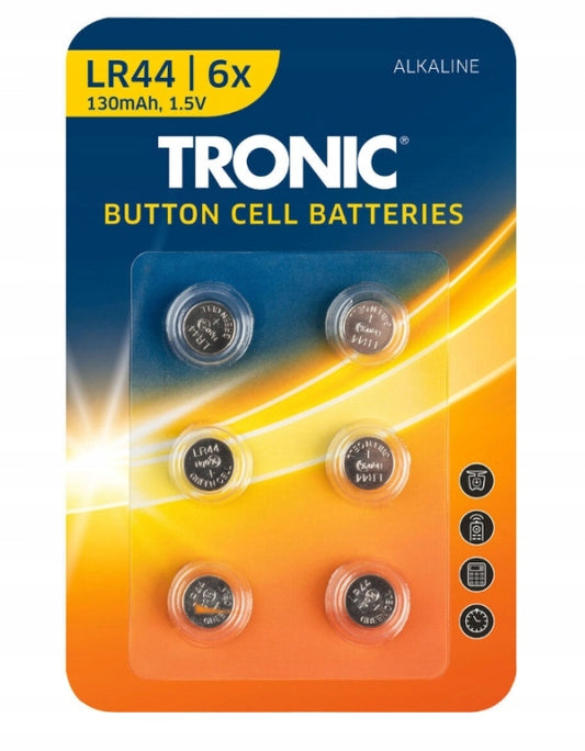 TRONIC Button Batteries, 6 Pieces LR44 1.5V 130mAh /P18