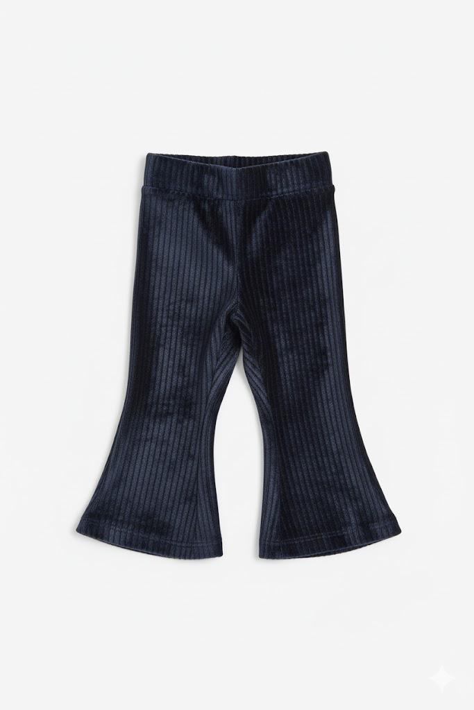 Velvet Ribbed Bell-Bottom Leggings