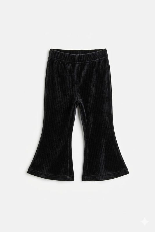 Velvet Ribbed Bell-Bottom Leggings