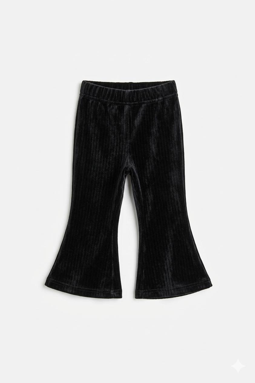 Velvet Ribbed Bell-Bottom Leggings