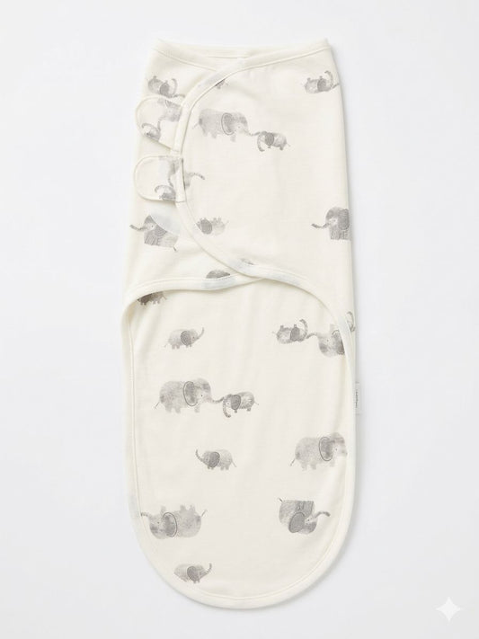 Easy-Wrap Cotton Swaddle – Sweet Elephant Print