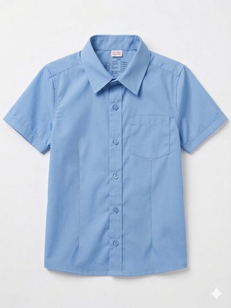 Girls' Sky Blue Short-Sleeve Button-Down Shirt