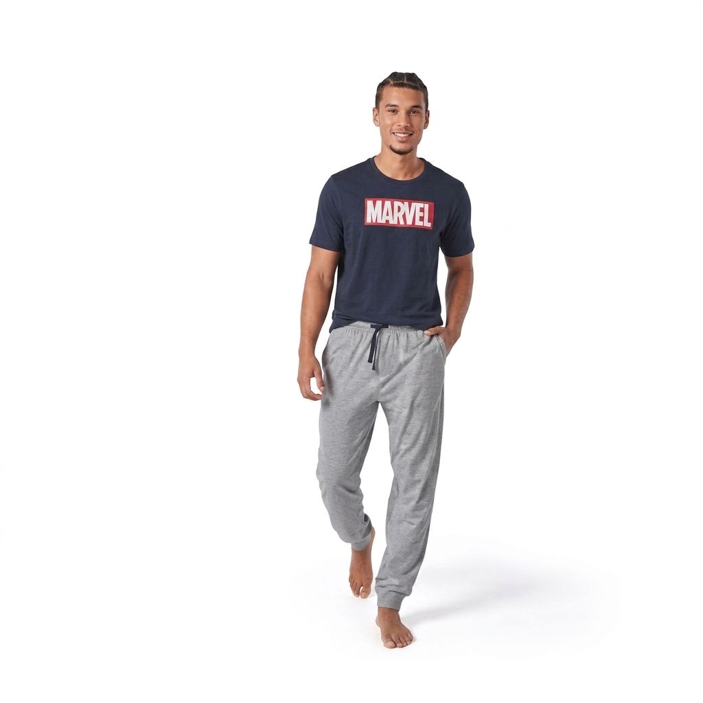 Marvel Men's Pajamas Sleeve Black Grey