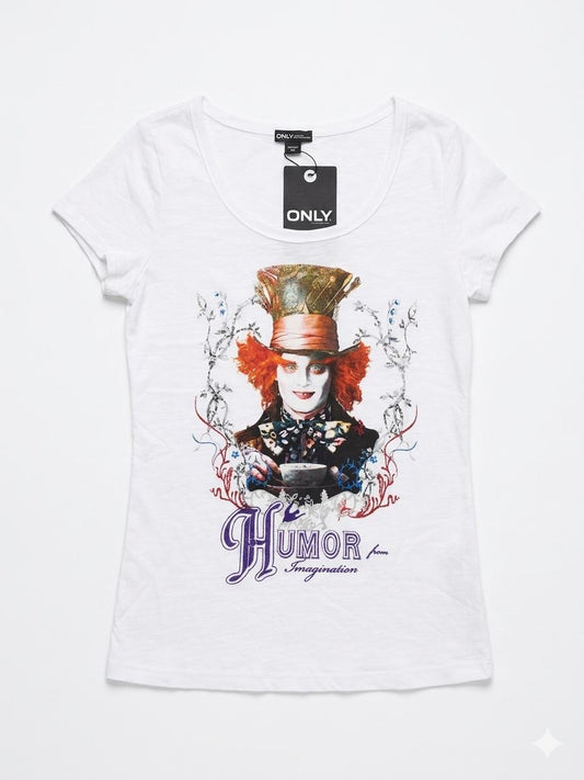 ONLY Women's Alice in Wonderland Mad Hatter Graphic T-Shirt