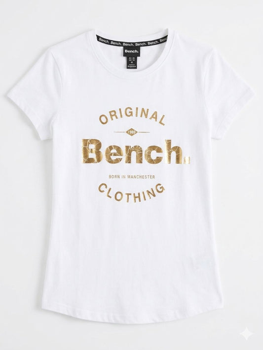 Women’s Bench "Original" Gold Metallic Graphic Tee – White