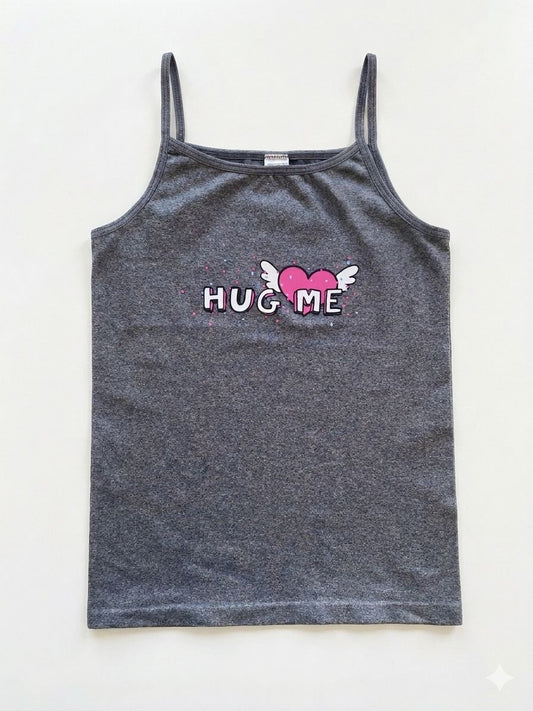 Girls' Heather Gray "Hug Me" Graphic Tank Top