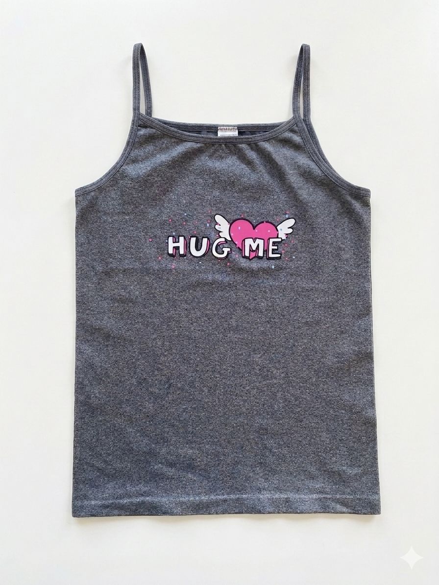 Girls' Heather Gray "Hug Me" Graphic Tank Top